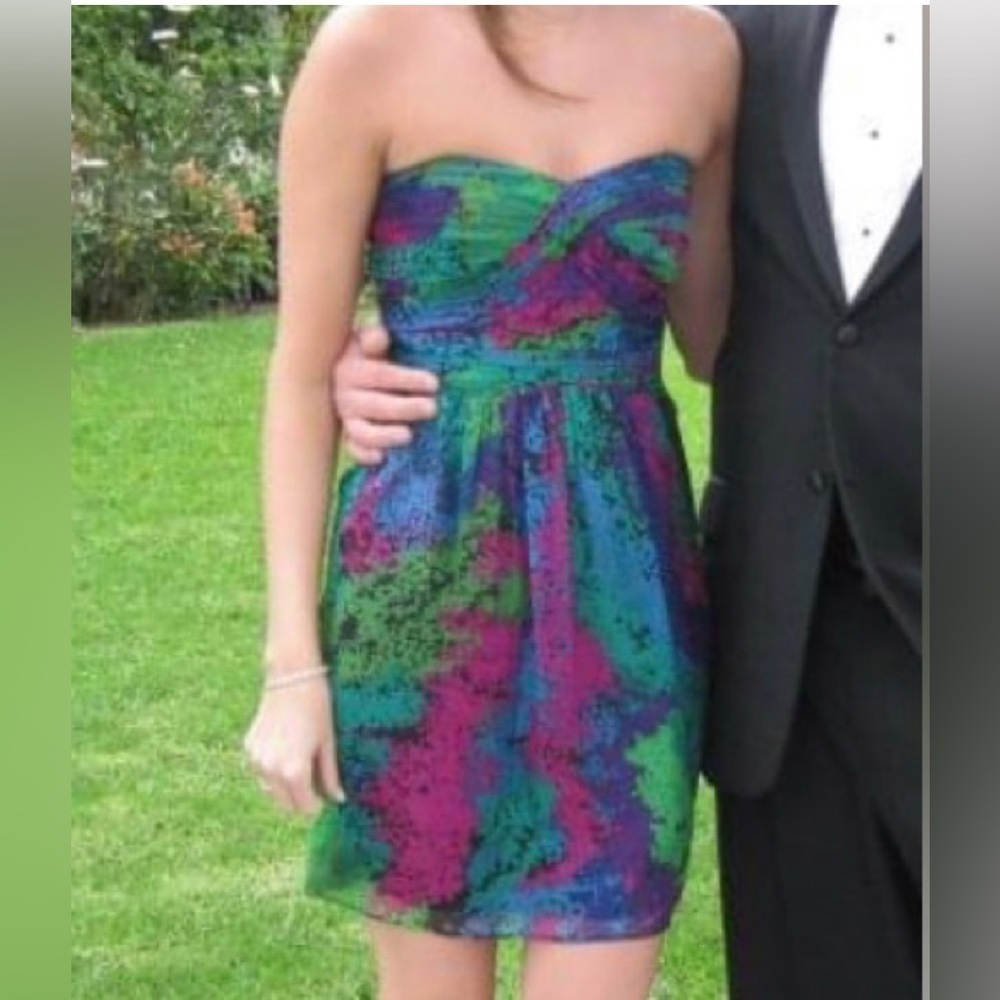 ShoShanna Multicolor Strapless Dress.   Size-6